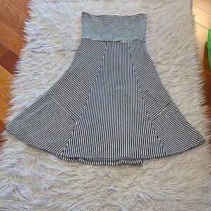 American eagle outfitters womens black and white stripped cotton strapless dress